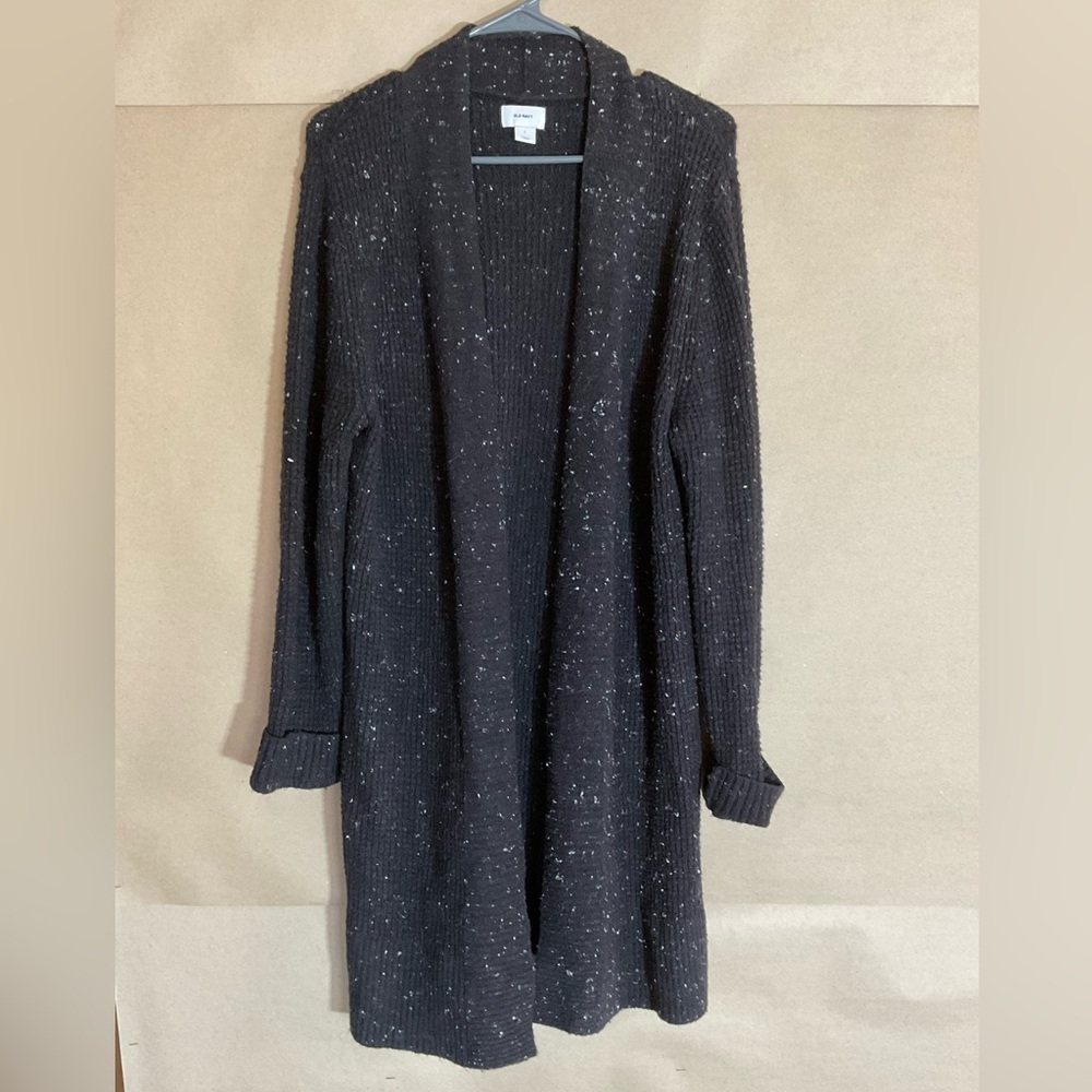 Old Navy Black Speckled Women's Cardigan/duster. Size L. Open front.